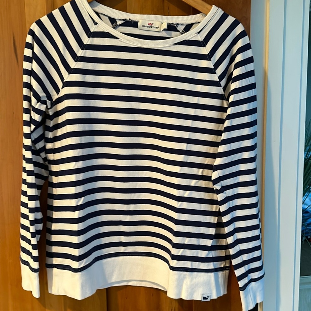 Vineyard Vines Navy and White Striped Sweatshirt